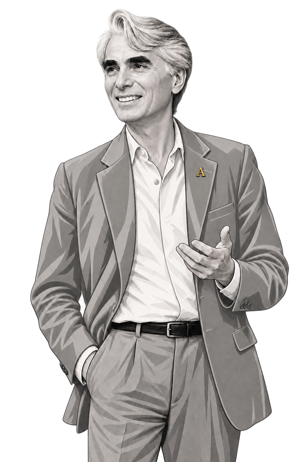 Robert Nozick transfers one token between open hands along a single muted-gold path.