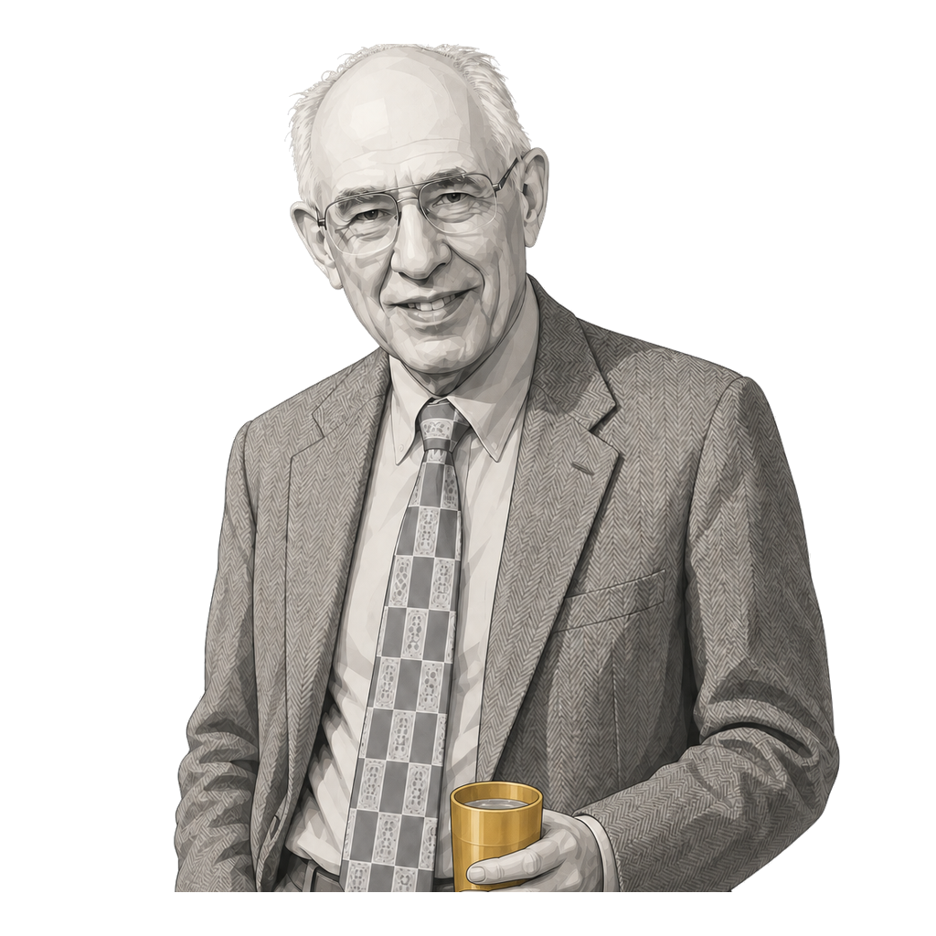 Putnam in a shaded warm-grey editorial portrait, carrying a muted-gold tumbler filled with visibly neutral water.